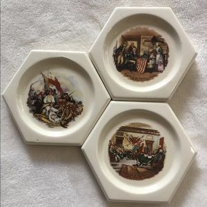 Drink Coasters Rev War Set of 3 Fine Porcelain